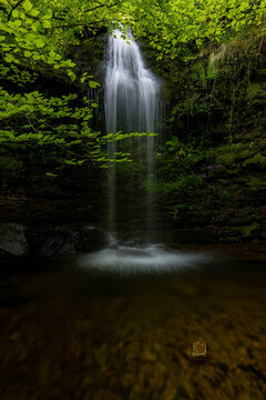 Lami&ntilde;a Waterfalls, also Known as &Uacute;rsula Waterfalls, in Saja-Besaya Natural Park, Cantabria, Spain