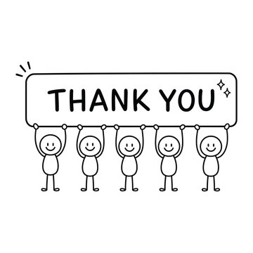 Simple Doodle Group Expressing Thanks with a Speech Bubble