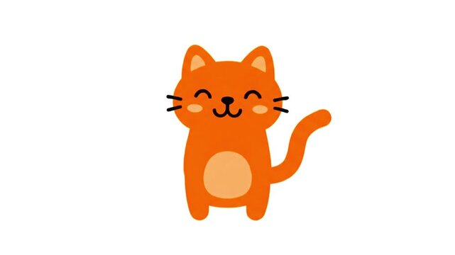 Cute Orange Cat Sitting Smiling Vector Illustration Isolated on White Background