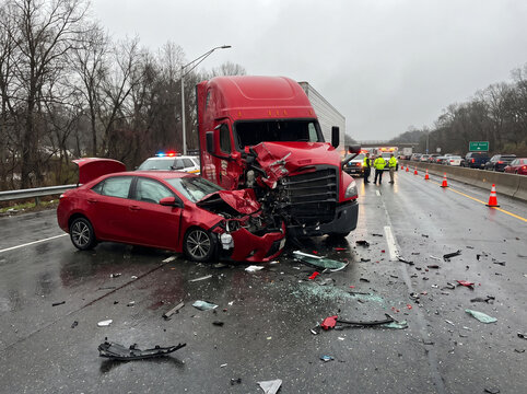 Two vehicles wrecked after head-on collision on highway