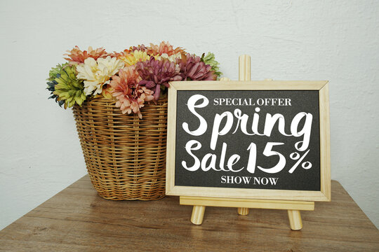 Spring Sale 15% Off Special Offer Promotion Offer Discount Retail Shopping Concept