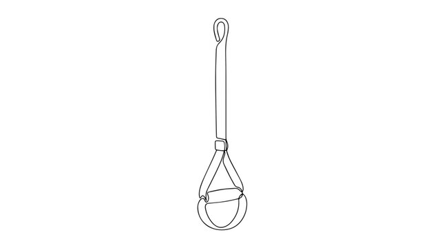 TRX suspension training equipment concept. Continuous one line drawing of a workout strap handle. Minimalist vector illustration