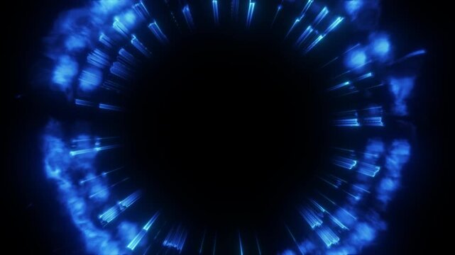 Cyan expanding energy smoke ring shockwave VFX element, MOV with alpha channel on transparent background, 4K