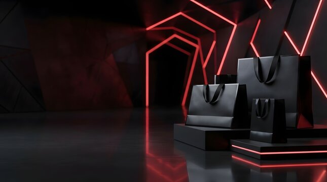 Futuristic gaming console lineup showcasing sleek design with glowing neon red lights in a dark high-tech environment