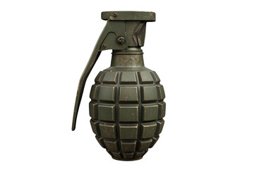 Fototapeta premium Olive green hand grenade with metal safety lever