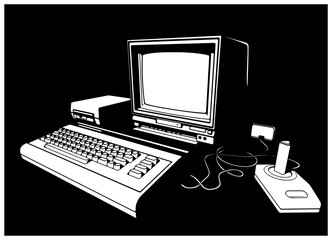 Fototapeta premium Vintage personal computer system illustration