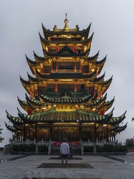 Temple in Chongqing at dusk, China