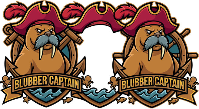 Captain Blubber: Captain Blubber Arctic Walrus Pirate Logo