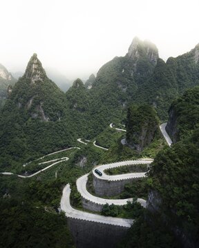 Road up to Tianmen Mountain, China