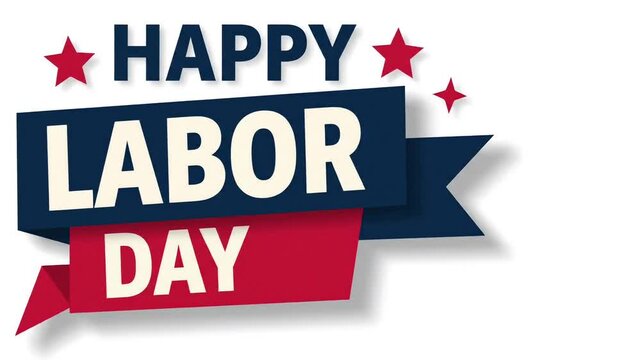 Happy Labor Day typography layout with festive red white blue design