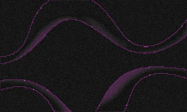 Abstract digital background with glowing purple wave patterns and halftone dot texture