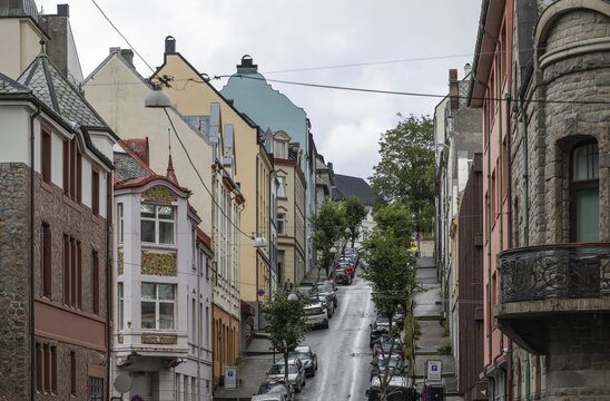 Art Nouveau houses built after the big fire in 1904, &Aring;lesund or Alesund, M&oslash;re og Romsdal Fylke, Norway