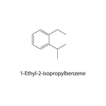 1-Ethyl-2-isopropylbenzene skeletal structure. aromatic compound schematic illustration. Simple diagram, chemical formula.