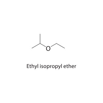 Ethyl isopropyl ether skeletal structure. ether compound schematic illustration. Simple diagram, chemical formula.