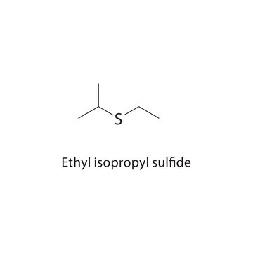 Ethyl isopropyl sulfide skeletal structure. sulfide compound schematic illustration. Simple diagram, chemical formula.