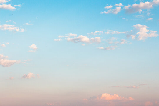 tranquil weather background. nature with fluffy clouds on the blue sky. atmospheric morning wallpaper