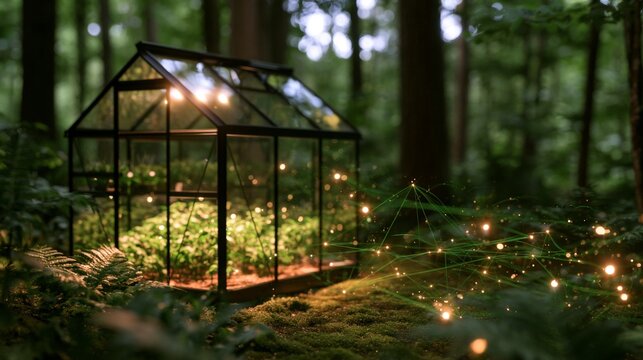 Greenhouse fostering growth and connection in enchanted forest