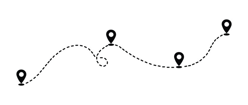 Black route map icon vector logo design, navigation path location symbol with direction pin, GPS tracking concept for travel and delivery apps, modern flat vector illustration isolated on white