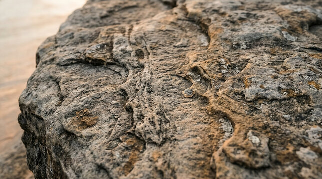 Close-up of naturally textured gray rock, detailed stone surface