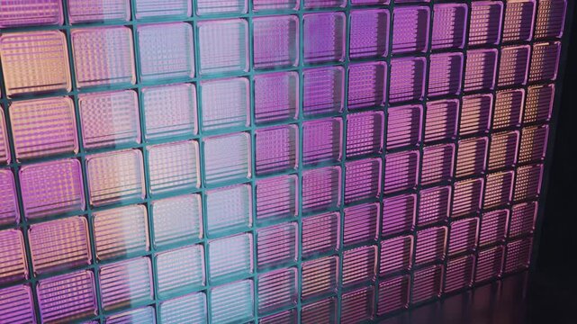 Glass blocks illuminated with colorful lighting effects
