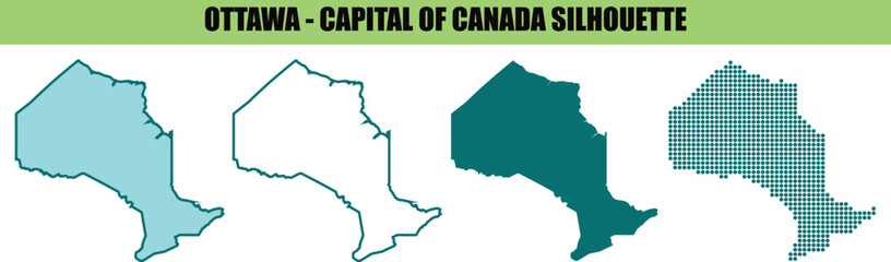 Fototapeta premium Ottawa capital of canada silhouette vector set.