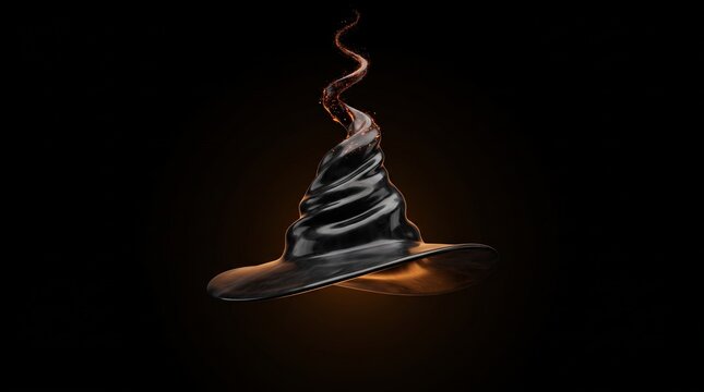 Glowing Witch Hat Halloween Concept in Dark 3D Art