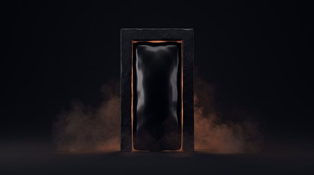 Smoky Black Doorway Halloween Concept in Dark 3D Art