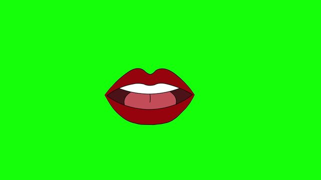 Animated female lips talking lips of a simple flat cartoon character