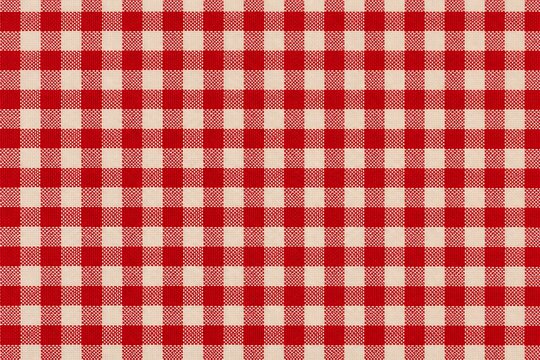 Vibrant red gingham checkered fabric texture background for design and fashion projects