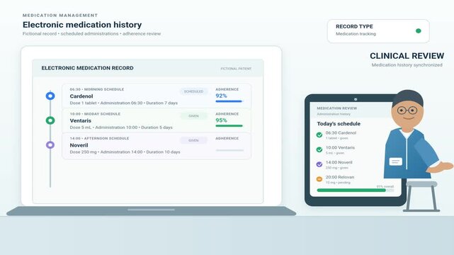 Electronic medical record dashboard showing medication management