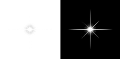Fototapeta premium Compact White Lens Flare With Long Cross Rays And Soft Glow