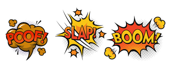 Comic book sound effects on transparent background PNG © Sowaiba Art