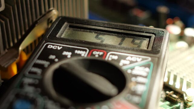 Digital Multimeter Displaying Measurement Readings in Action