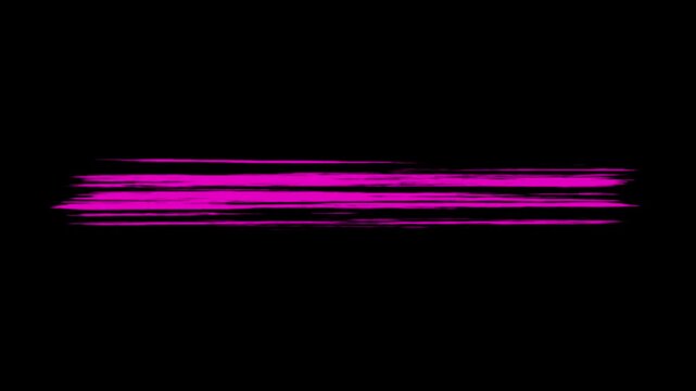 Neon pink light streak or stroke on black background. Vibrant magenta motion blur lines. Glowing fuchsia speed trail for cinematic video transitions.