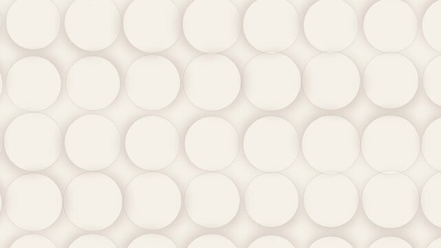 Abstract background featuring repeating rows of soft beige circles with against neutral background dimensional depth against video abstract pattern