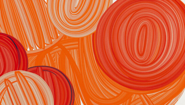 Abstract orange and red swirling circles background art.