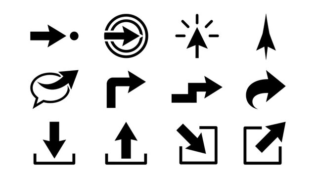 Set of modern flat arrow and symbol icons