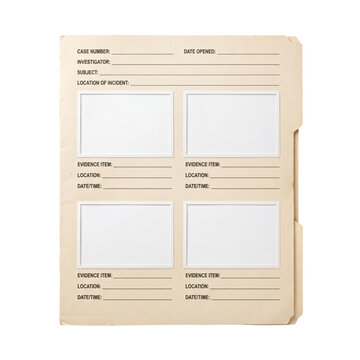 Vintage paper evidence case file folder with photo frames