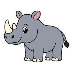 Cute Baby Rhino Cartoon Rhinoceros Vector Illustration © MS Graphics