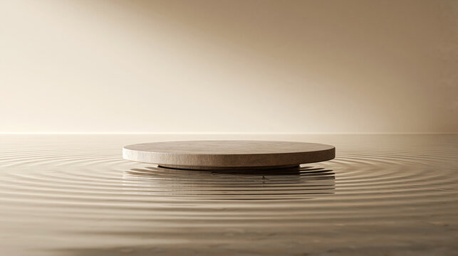 Empty Stone Podium on Water Surface for Product Display