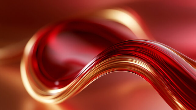 Abstract Luxury Red and Gold Flowing Ribbon Background