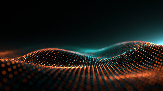 Digital Particle Wave Flowing in Futuristic Cyberspace Background