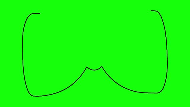 Bow tie outline drawing animation appearing on green screen background for fashion design concepts.