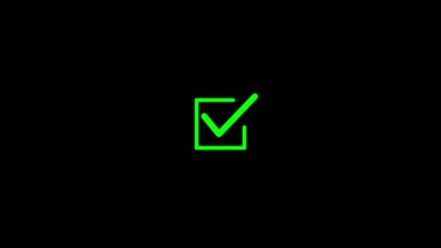 Animated green check mark icon. right check mark icon transparent background. tick mark, complete mark, right, conform mark.