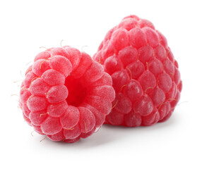 Two fresh ripe raspberries isolated on white © New Africa