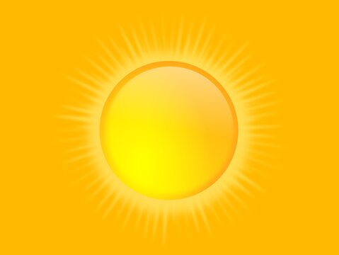 Bright yellow circle represents the sun, centered on a yellow background. Radiating lines mimic light or solar rays, creating a glowing effect. Circular gradient from bright yellow at the center to li