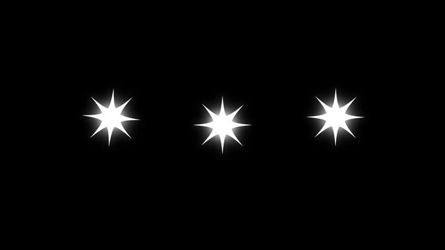 Sparkling star twinkle glitter white cartoon doodle animation,blinking shining stars, twinkle stars at sky, glowing light effect, black background 4k video
