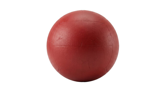 Textured red dodgeball centered and isolated for athletic training, school sports, fitness, and product displays