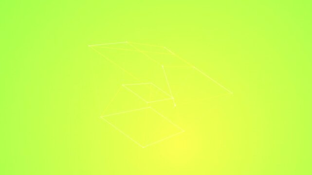 Dynamic neon lime green tesseract wireframe floating and morphing in a bright vibrant motion loop