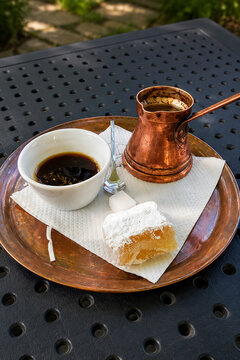 Traditional Coffee and Turkish Delight near Samuel's Fortress, Ohrid